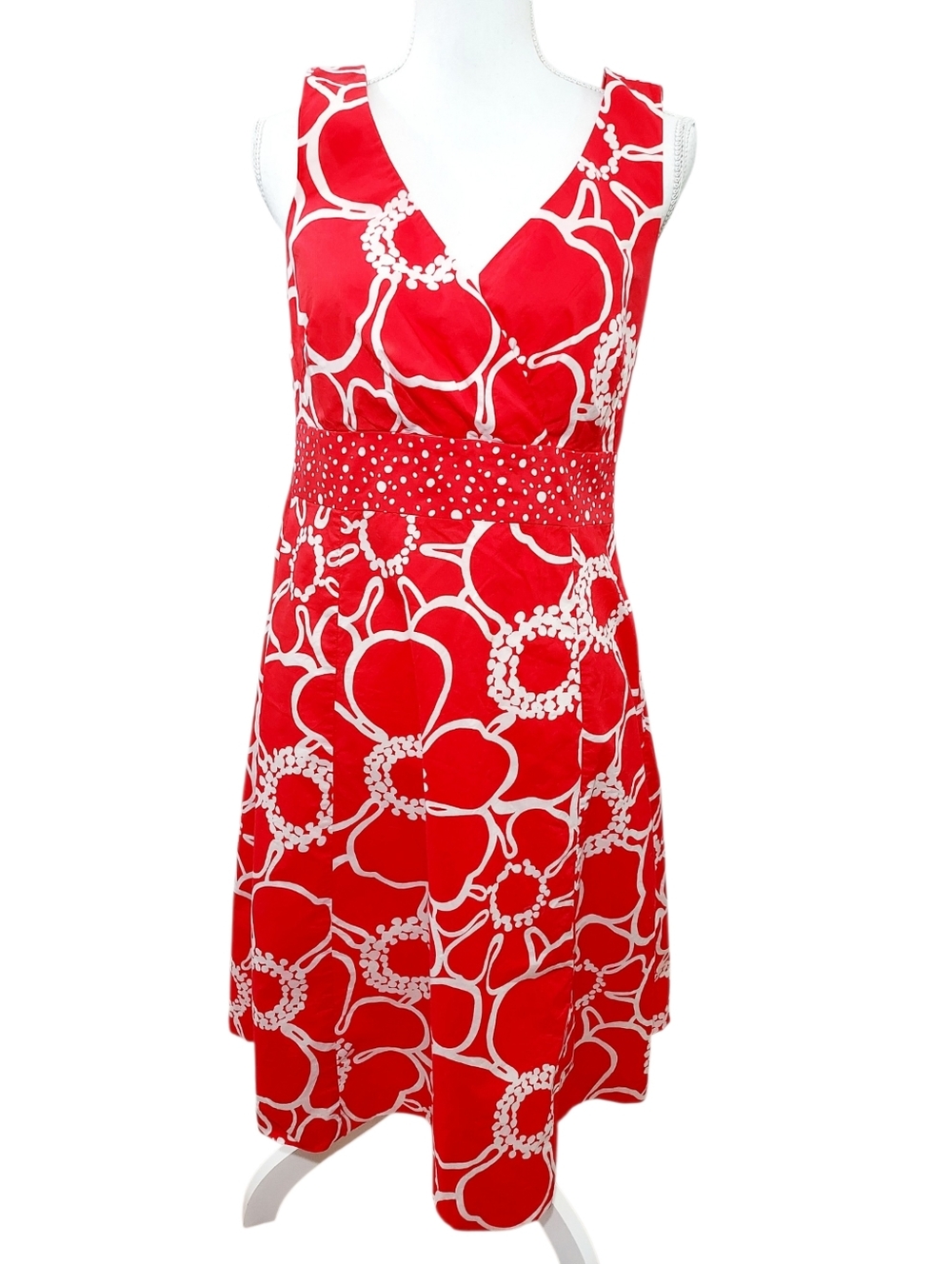 Boden Red Alfani Floral Fit & Flare Cotton Dress 10